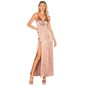 PRIVACY PLEASE Bridge Silky Slip Maxi Dress Mauve XS